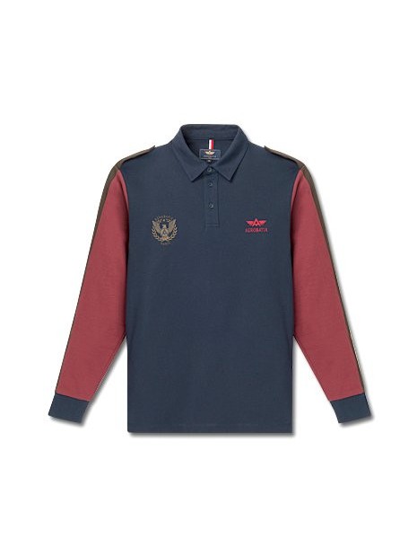 Polo marine manches longues JET - Taille L