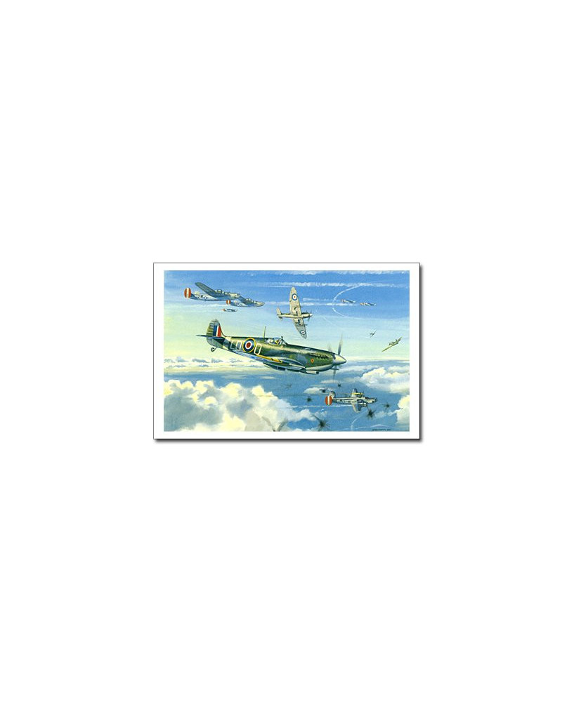 Carte postale Benjamin FREUDENTHAL - Spitfire Mk IX (Le grand cirque, Pierre Clostermann)