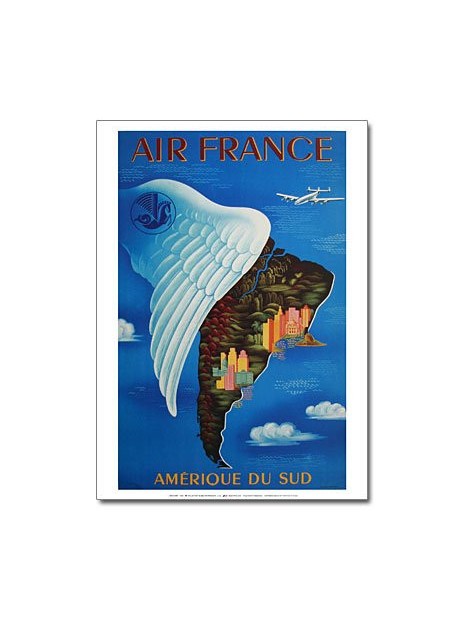 Affiche Air France, Amérique du Sud (petit modèle)