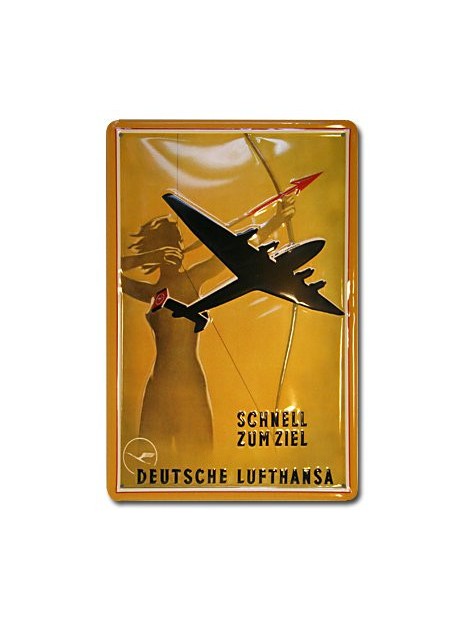 Plaque décorative en relief Lufthansa : Schnell zum ziel (20 x 30 cm)