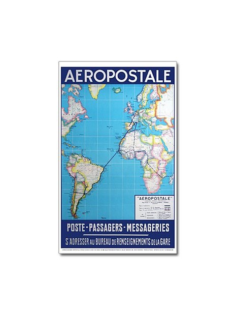 Affiche Aéropostale : Poste - Passagers - Messageries