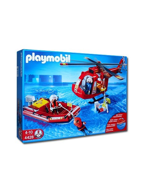 Les sauveteurs, l'hélicoptère et le bateau pneumatique Playmobil®