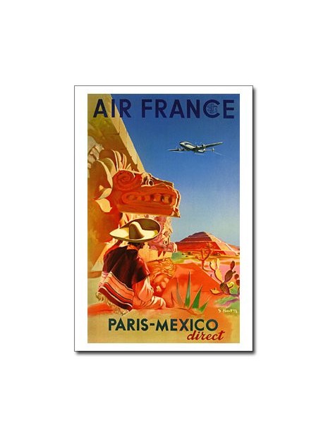 Carte postale Air France, Paris - Mexico