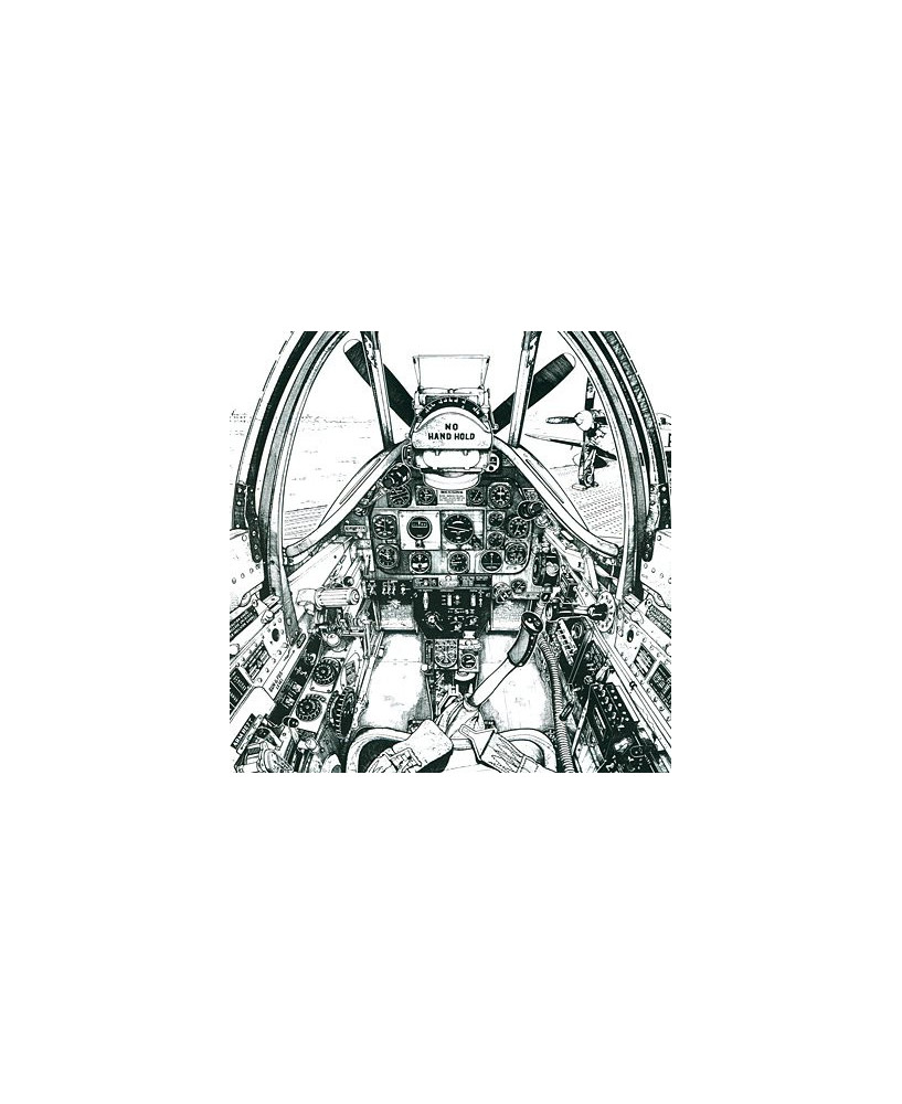 Carte de correspondance - illustration de J.-L. BEGHIN : Cockpit du P51D Mustang
