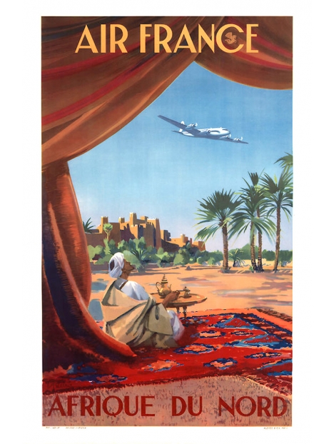 Guerra 1950 Reproduction Affiche AIR FRANCE Afrique du Nord 