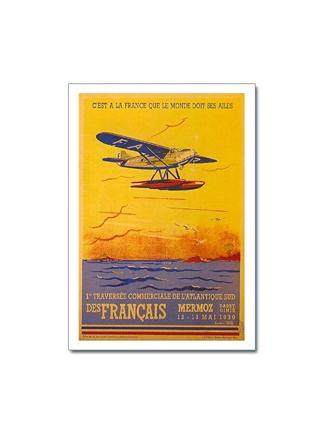 Carte postale 1er traversée commerciale de l'Atlantique Sud des Français