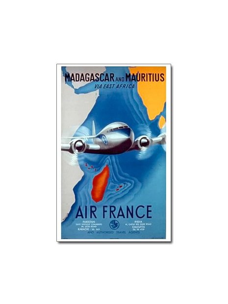 Affiche Air France, Madagascar and Mauritius (petit modèle)
