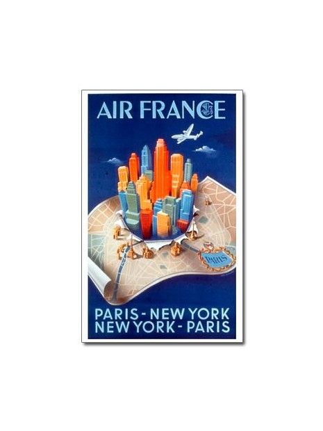 Affiche Air France, Paris - New York - Paris (petit modèle)